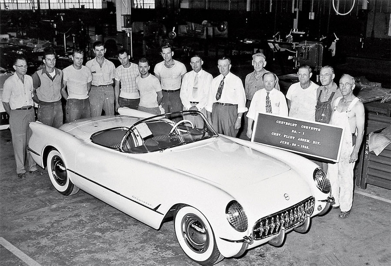 Illustration for article titled The first Corvette rolled off the line OTD